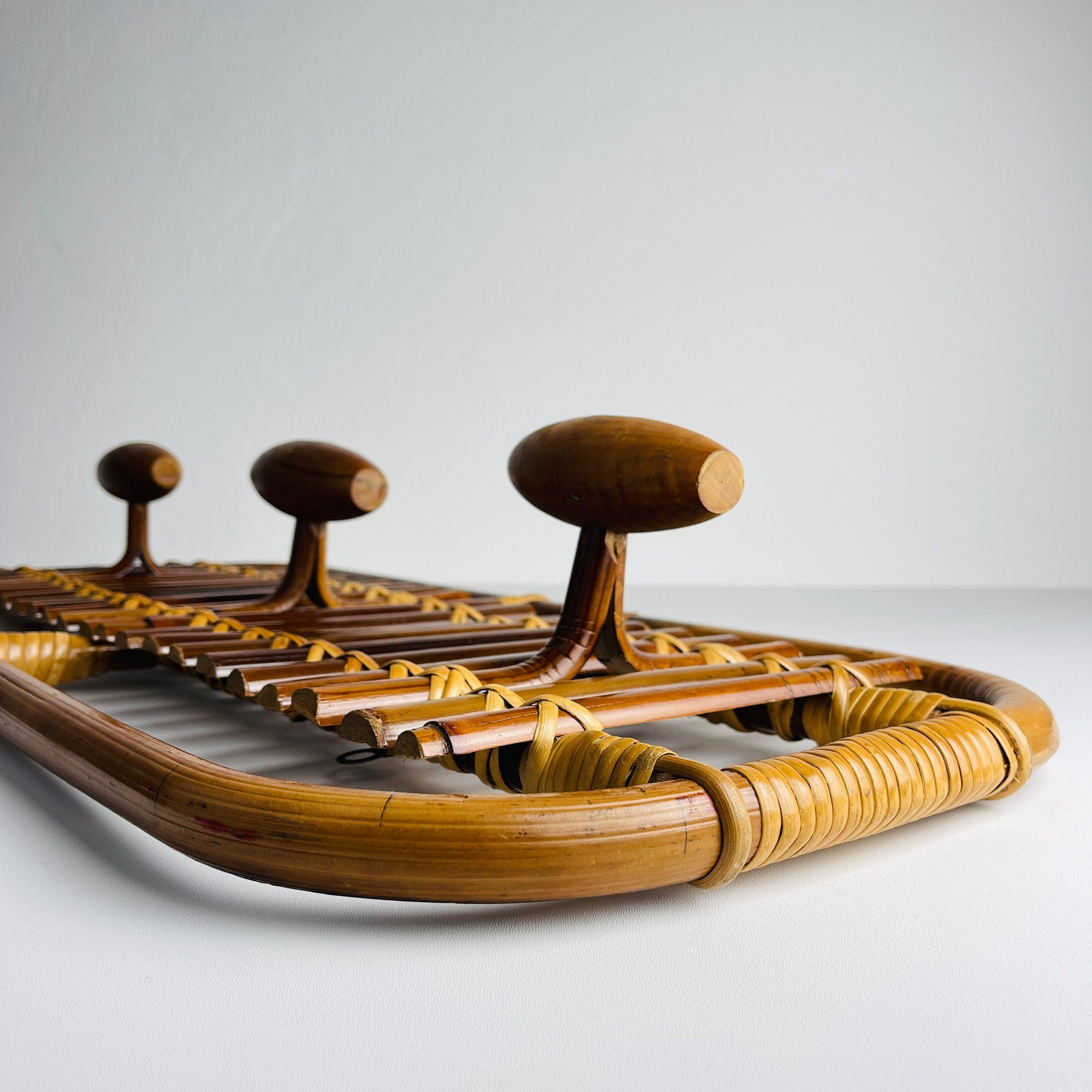 Mid-century modern Bamboo & Rattan Coat Rack by Olaf von Bohr, Italy, 1950s
