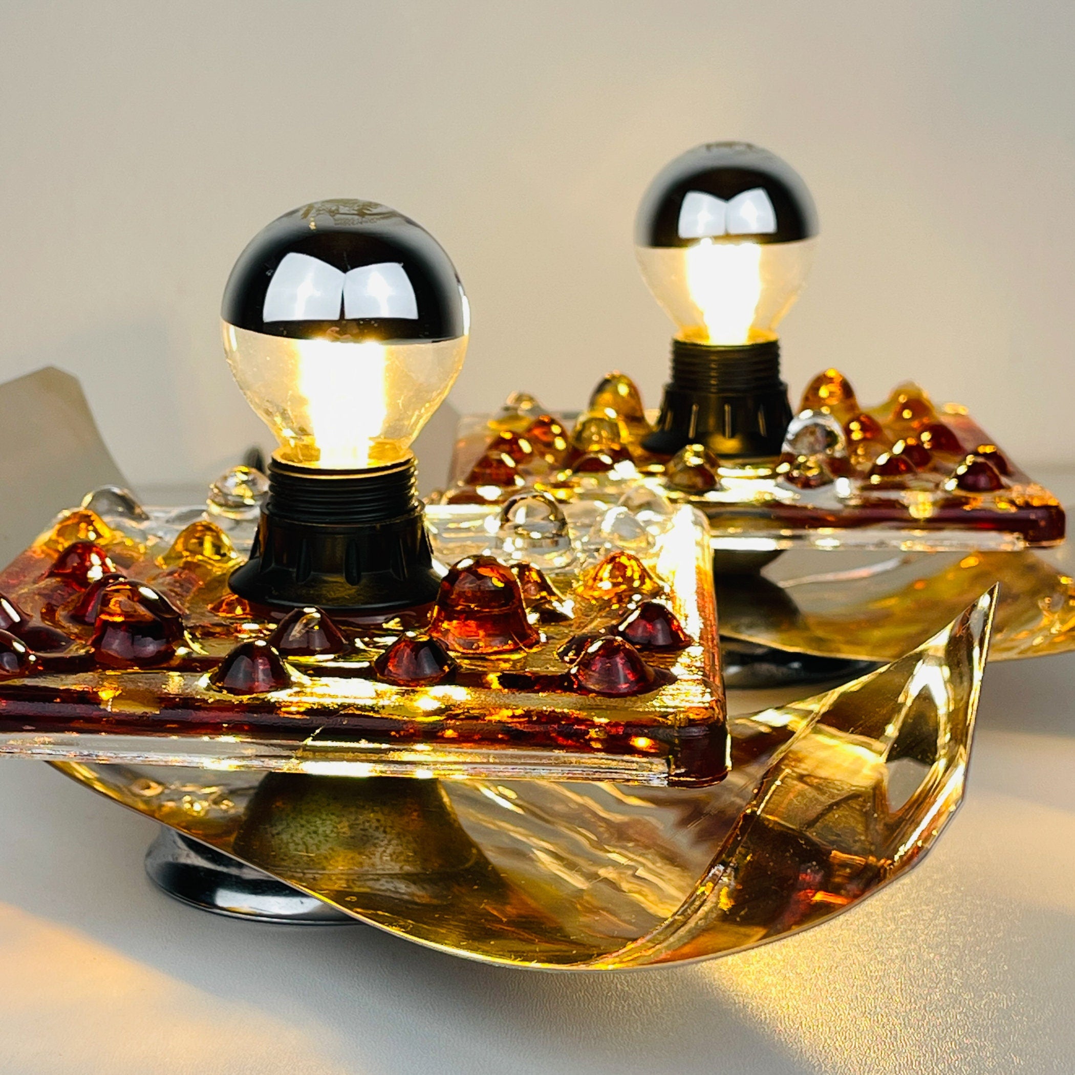 Vintage AV Mazzega Murano Wall Lamps: Mid-Century Italian Lighting, Set of 2