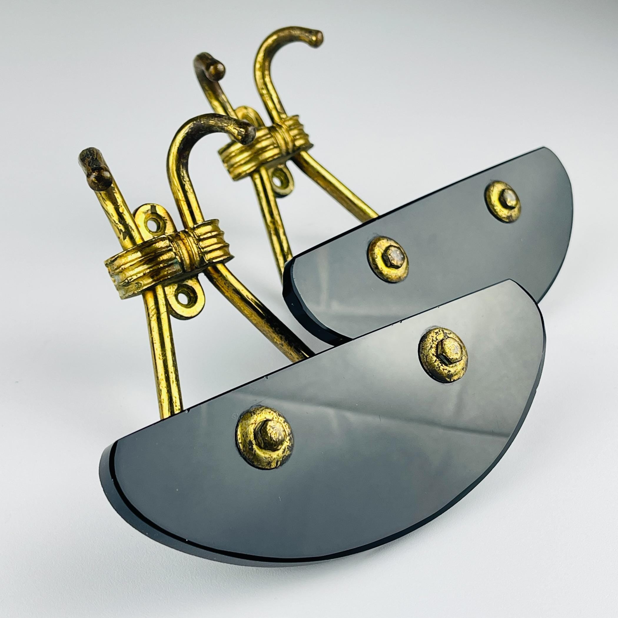 Vintage brass coats hook, Italy, 1950s, Set of 2, Vintage home decor
