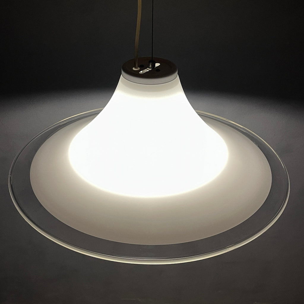 Murano glass white pendant lamp Italy 1970s Mid-century lighting XL ceiling lamp