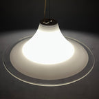 Murano glass white pendant lamp Italy 1970s Mid-century lighting XL ceiling lamp