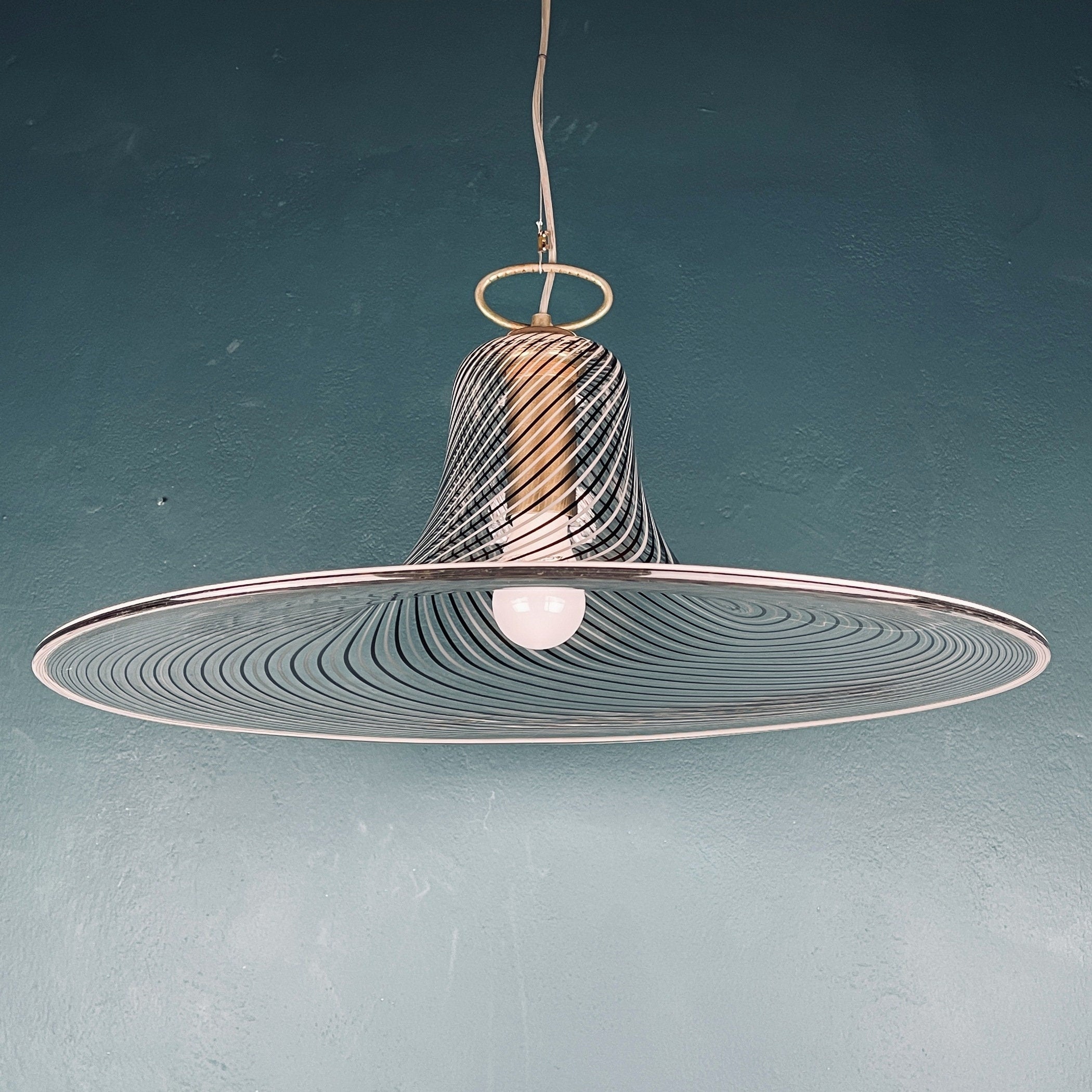 Vintage swirl Murano pendant lamp Italy 1970s Italian modern murano chandelier