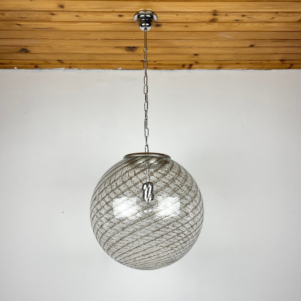 Vintage La Murrina Swirled Murano Glass Pendant Lamp - 1970s Italian Lighting
