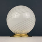 Vintage white murano table lamp Italy 1970s, Mid-century modern design