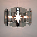 Mid-Century Modern Smoked Glass Pendant Lamp: EMI Poljcane Yugoslavia '70s