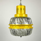 Mid-century yellow pendant lamp Italy 1960s Vintage Italian lighting Space Age