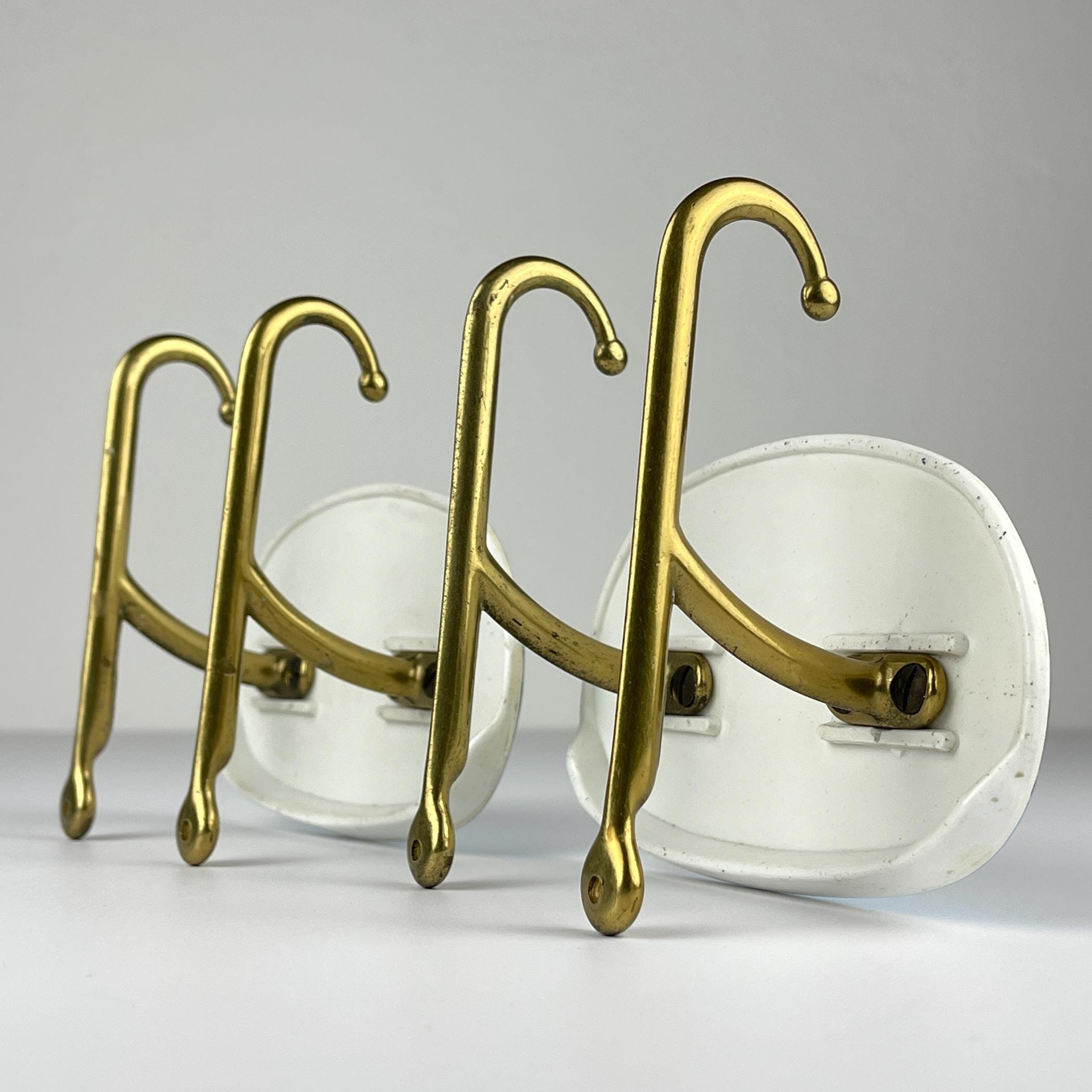 Vintage brass hangers with photo, Italy, 1950s, Set of 2, Vintage home decor