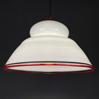 White murano pendant lamp XL chandelier Italy 1970s Mid-century italian modern lighting