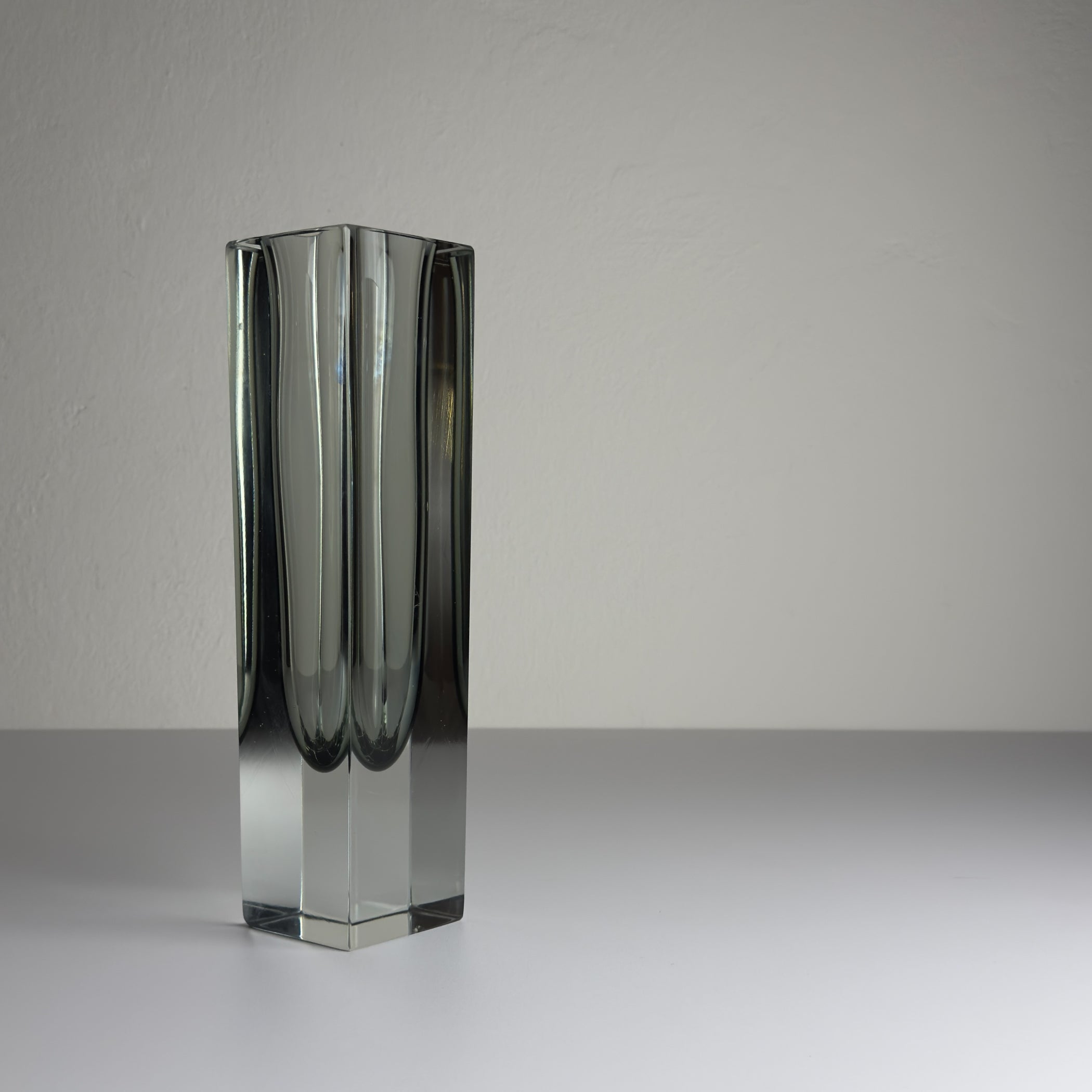 Sommerso gray Murano glass vase, style Flavio Poli, Italy 1970s