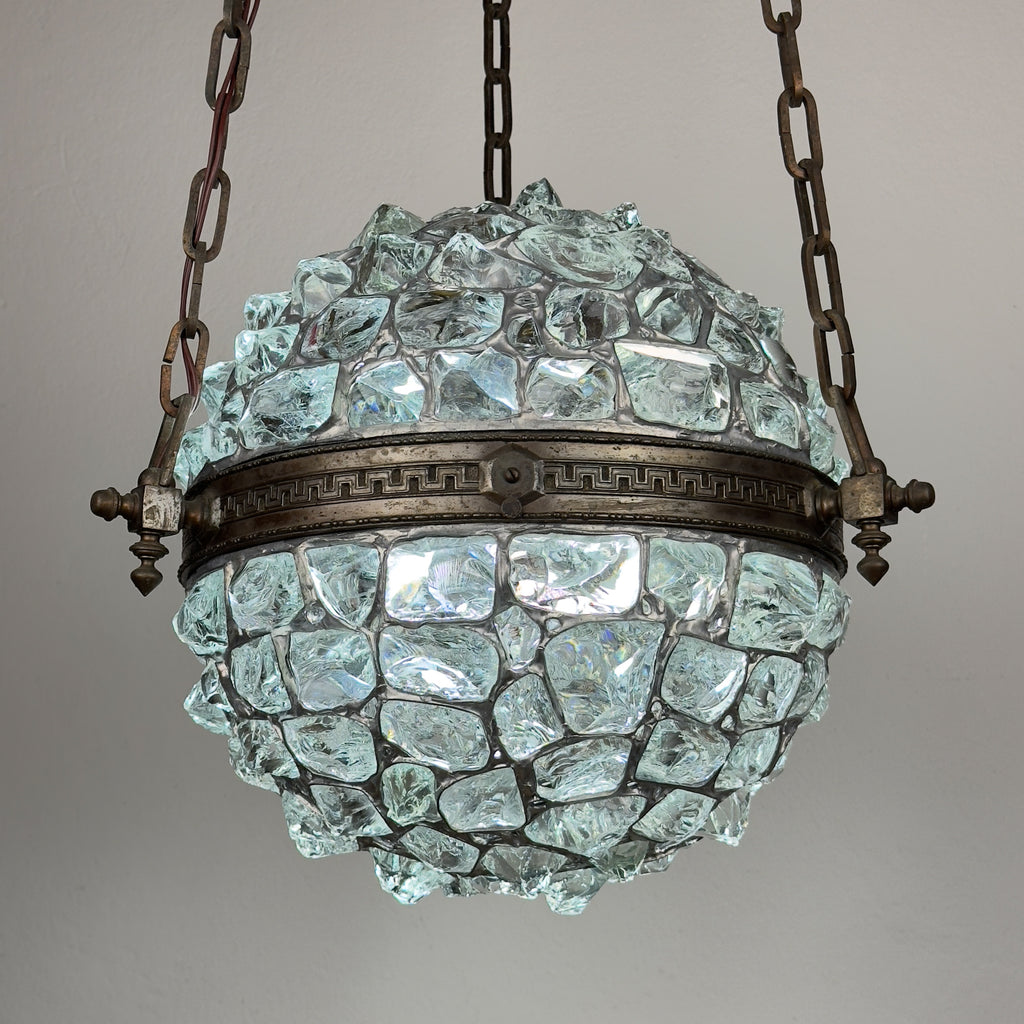 Antique chandelier on chains in Art Nouveau style, Austria, early 20th century