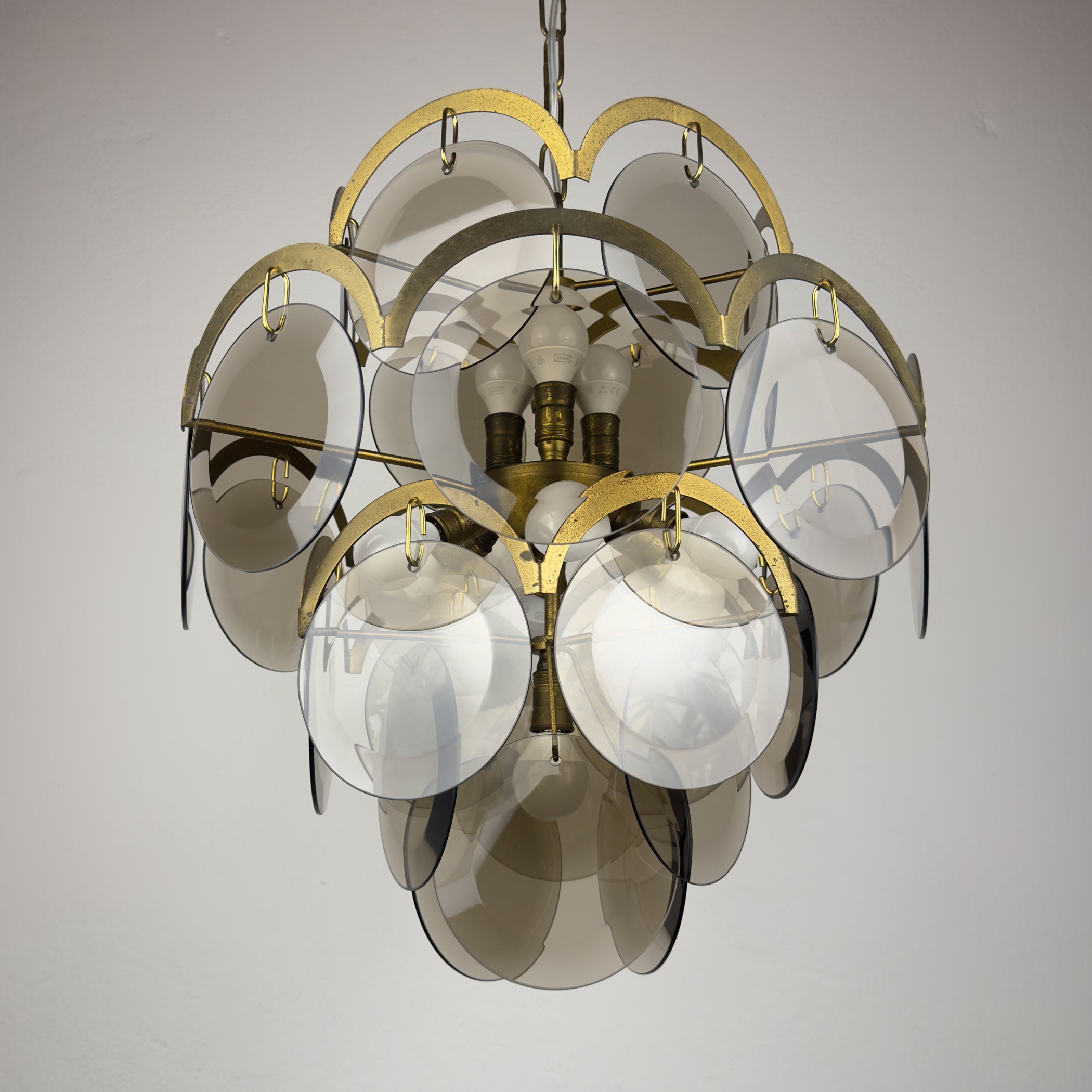Smoked Murano chandelier by Gino Vistosi, Italy 1970s
