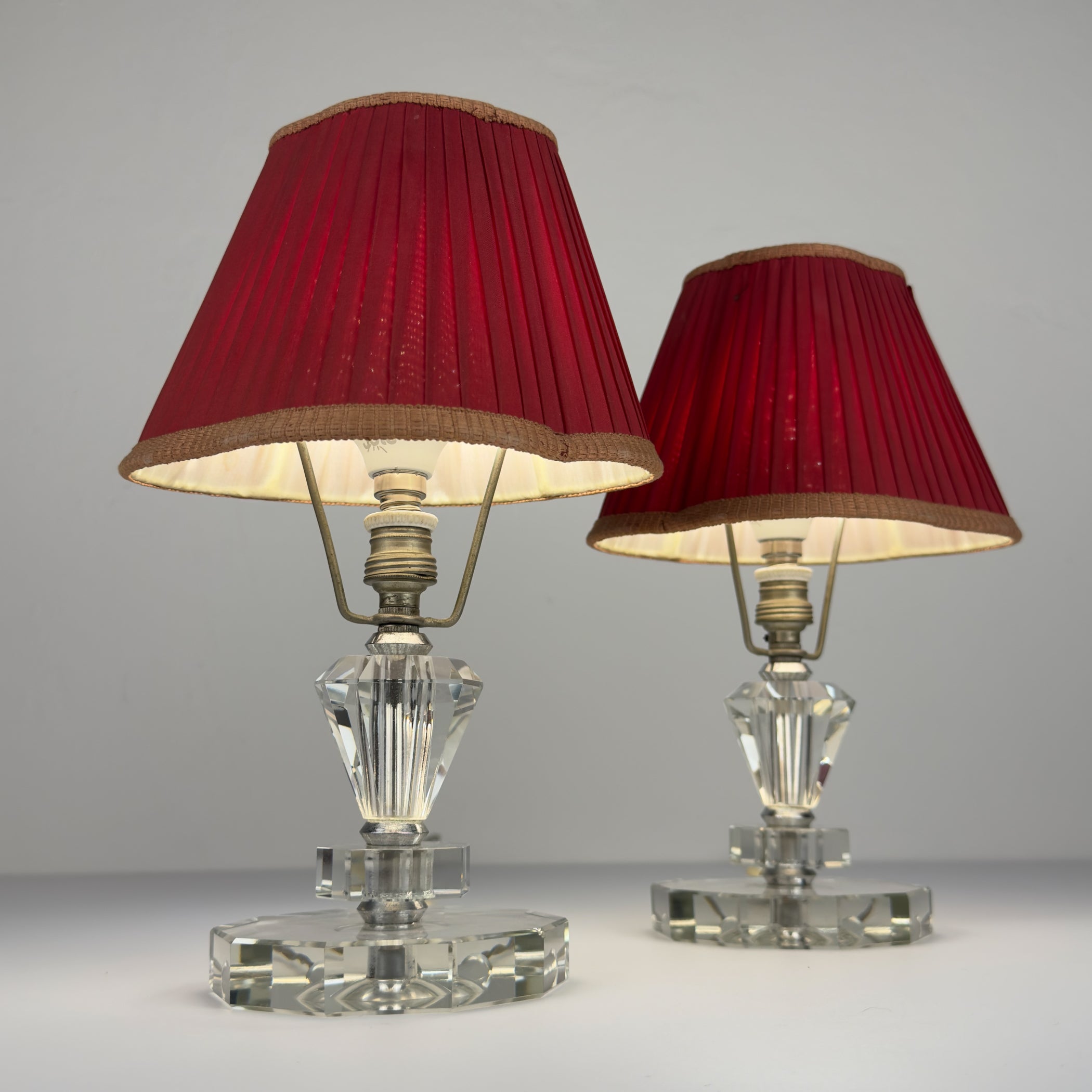 Vintage glasses table lamps, Set of 2, Italy 1950s