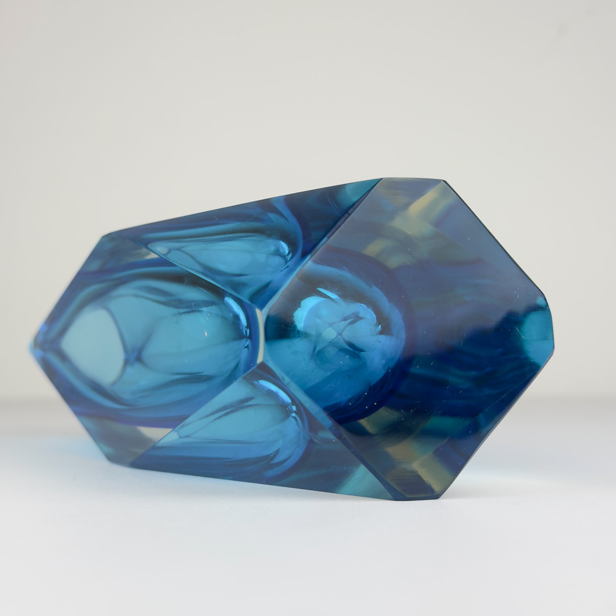 Sommerso blue Murano glass vase, style Flavio Poli, Italy 1970s