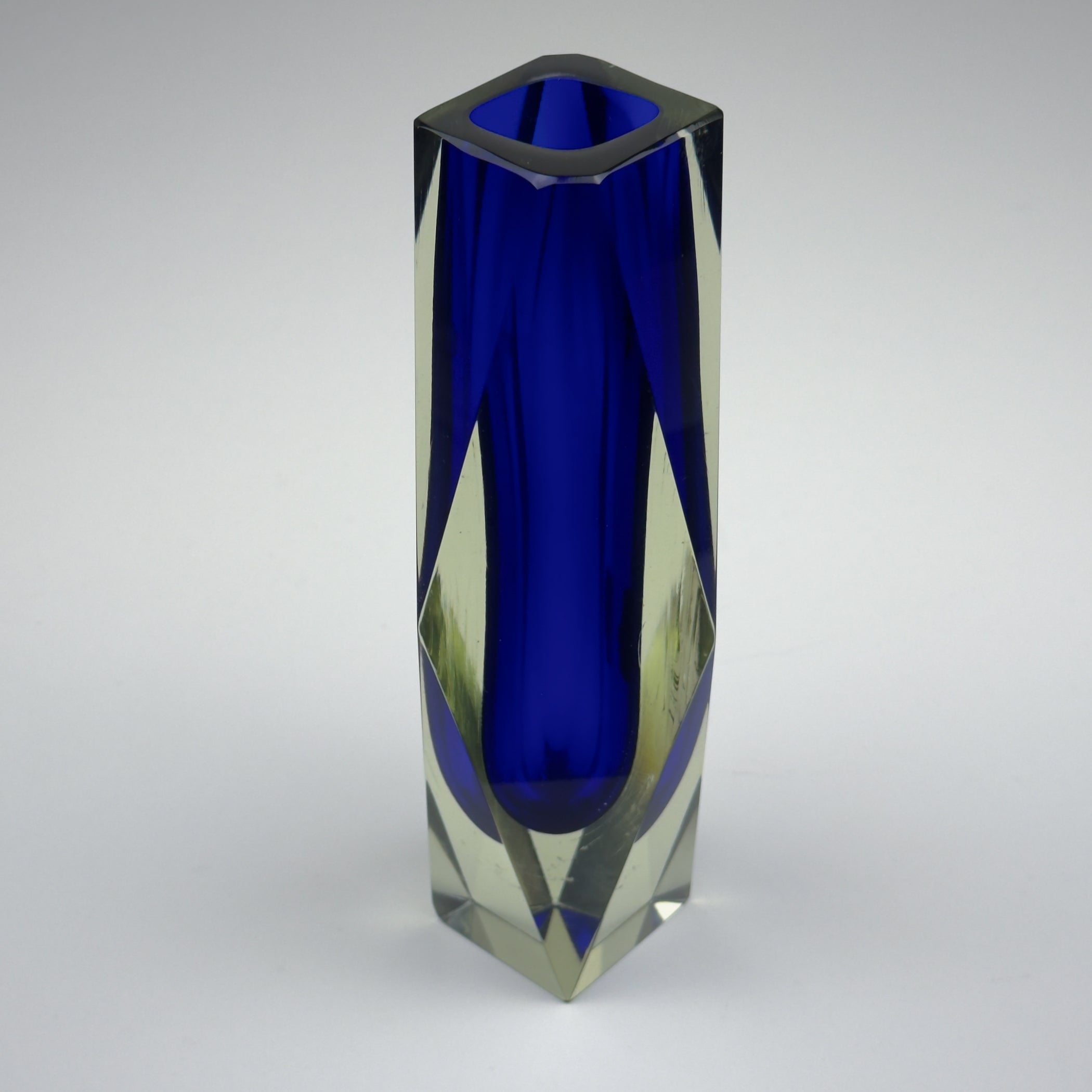 Vintage sommerso blue Murano vase, Italy 1970s