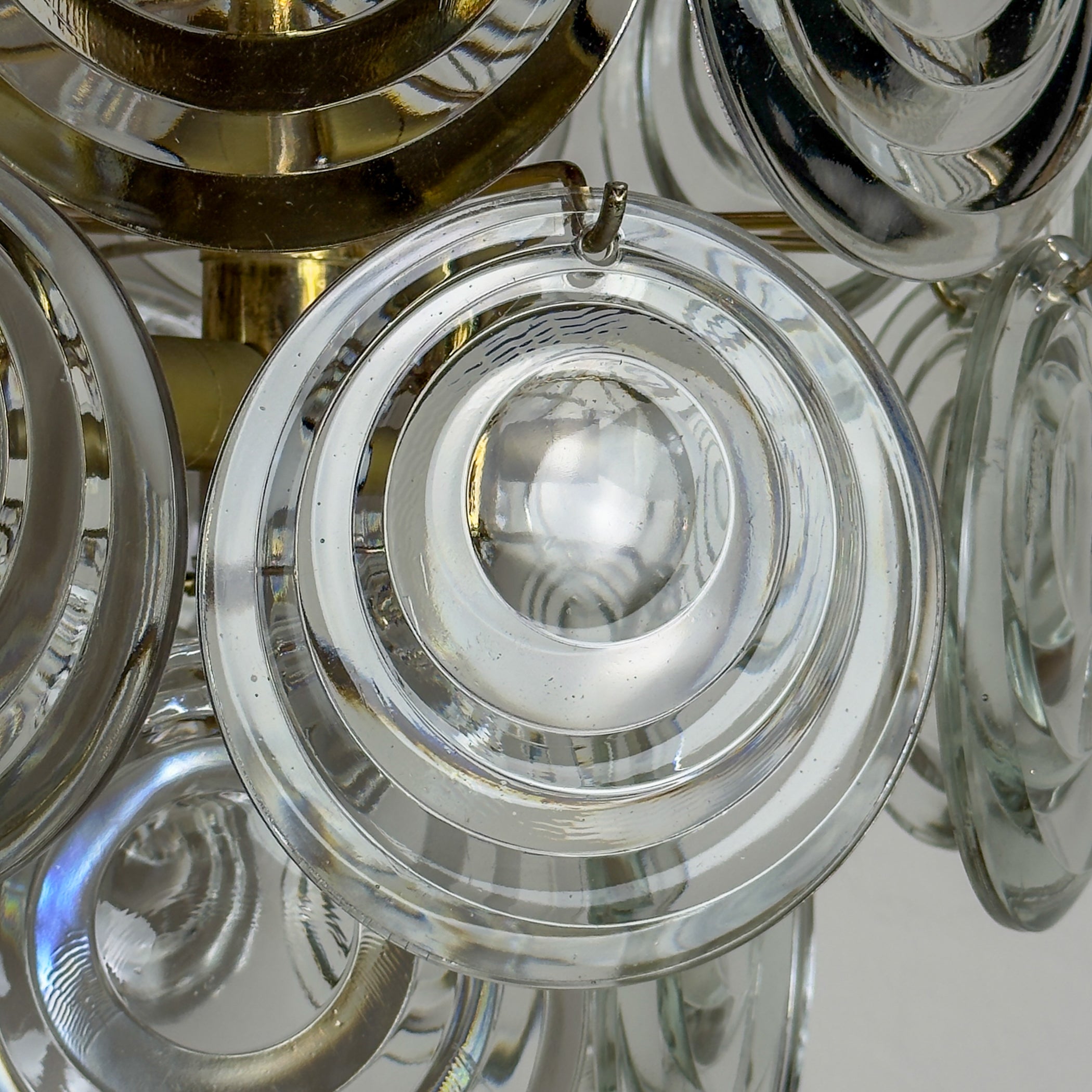 Vintage glass disc chandelier, Italy 1970s
