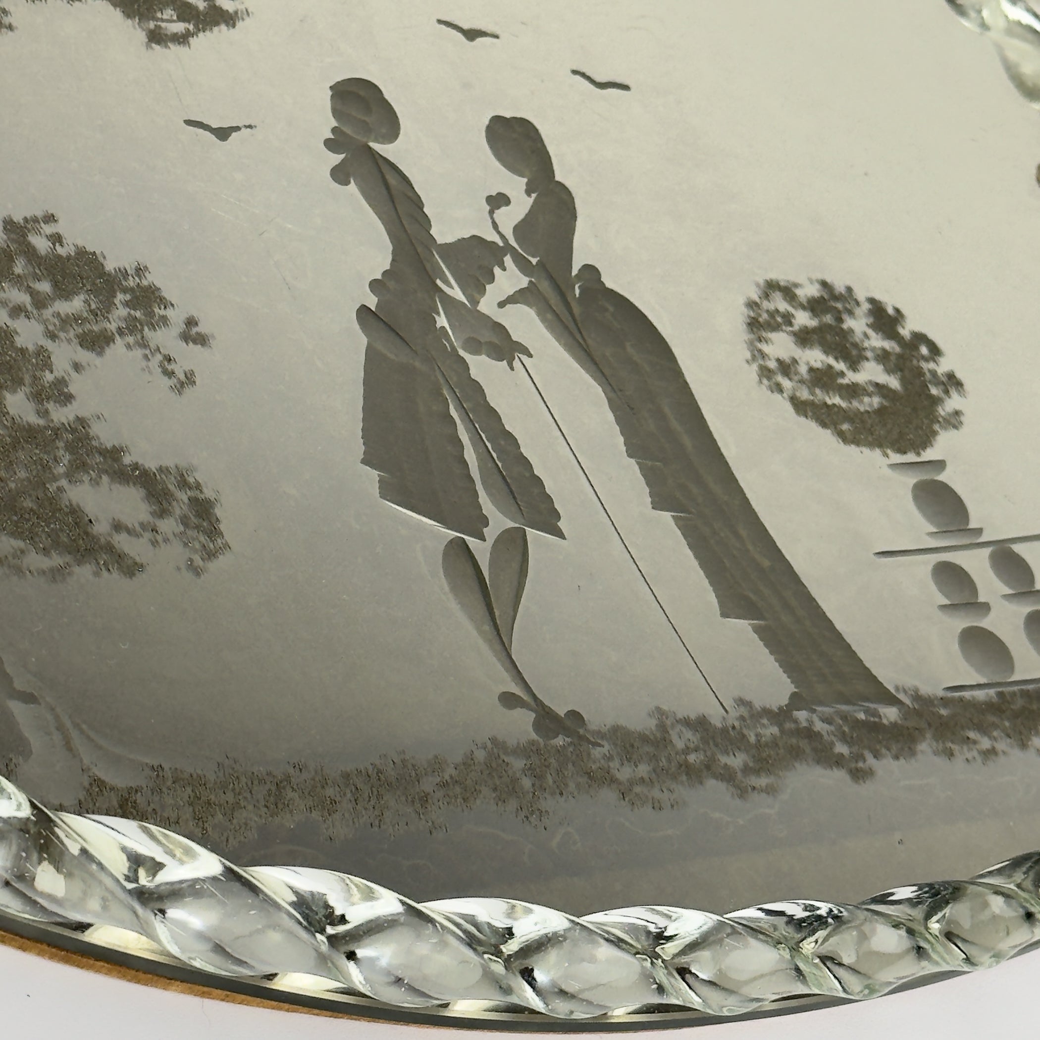Vintage Venetian glass Mirror Tray, Italy 1950s