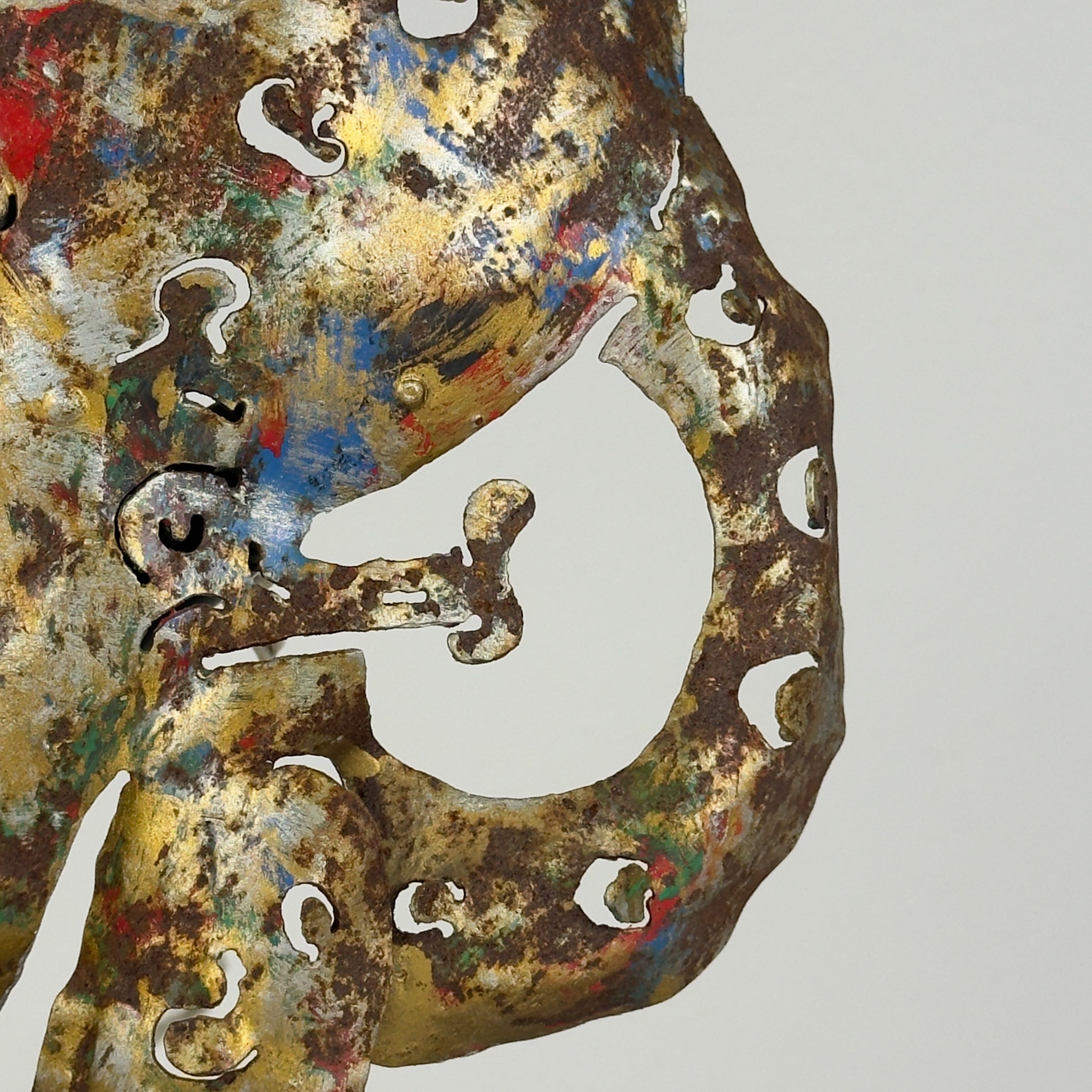Original metal Brutalist wall lamp Octopus by Salvino Marsura, Italy 1980s