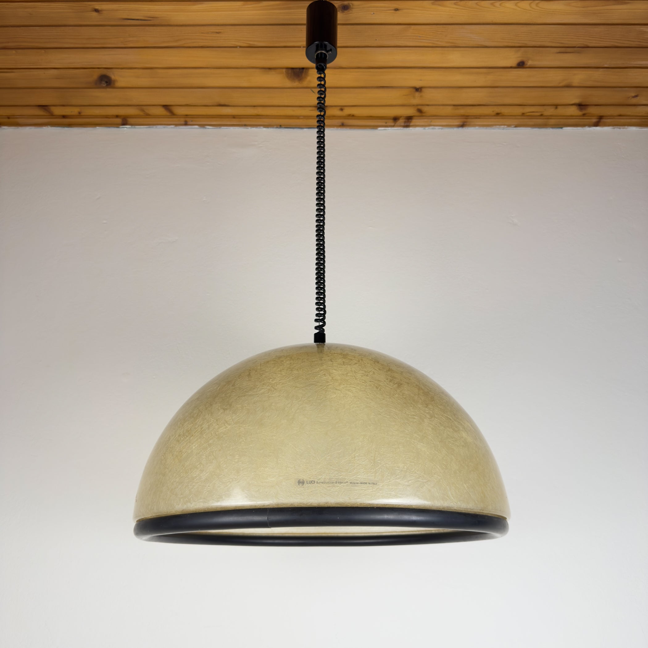 Large vintage pendant lamp by Idea Studio Techno Design for Luci Milano, Italy 1970s