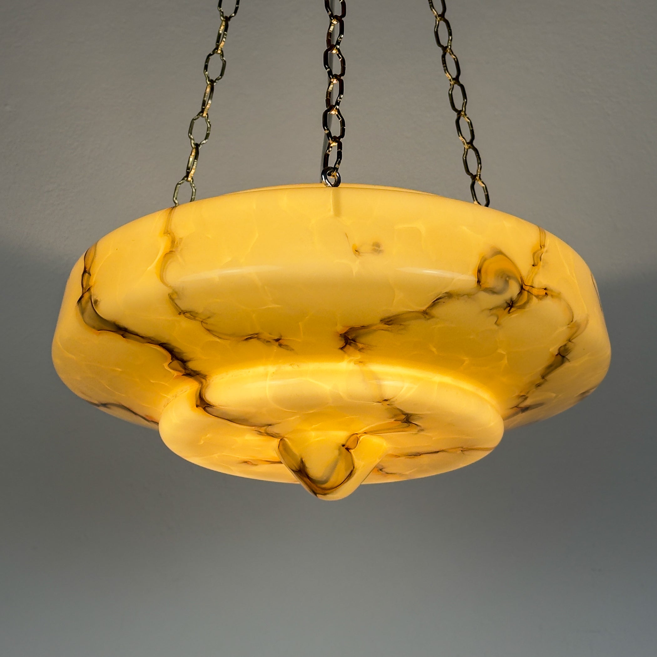 Art Deco yellow glass pendant lamp, Italy 1930s