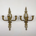 Antique Empire Bronze Wall Candle Sconces, Italy, Early 20th Century, Set of 2