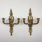 Antique Empire Bronze Wall Candle Sconces, Italy, Early 20th Century, Set of 2