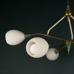 Mid-Century Stilnovo chandelier with Opaline Glass, Italy 1960s