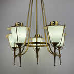 Vintage brass chandelier by Maison Arlus, Art Deco style, France 1950s