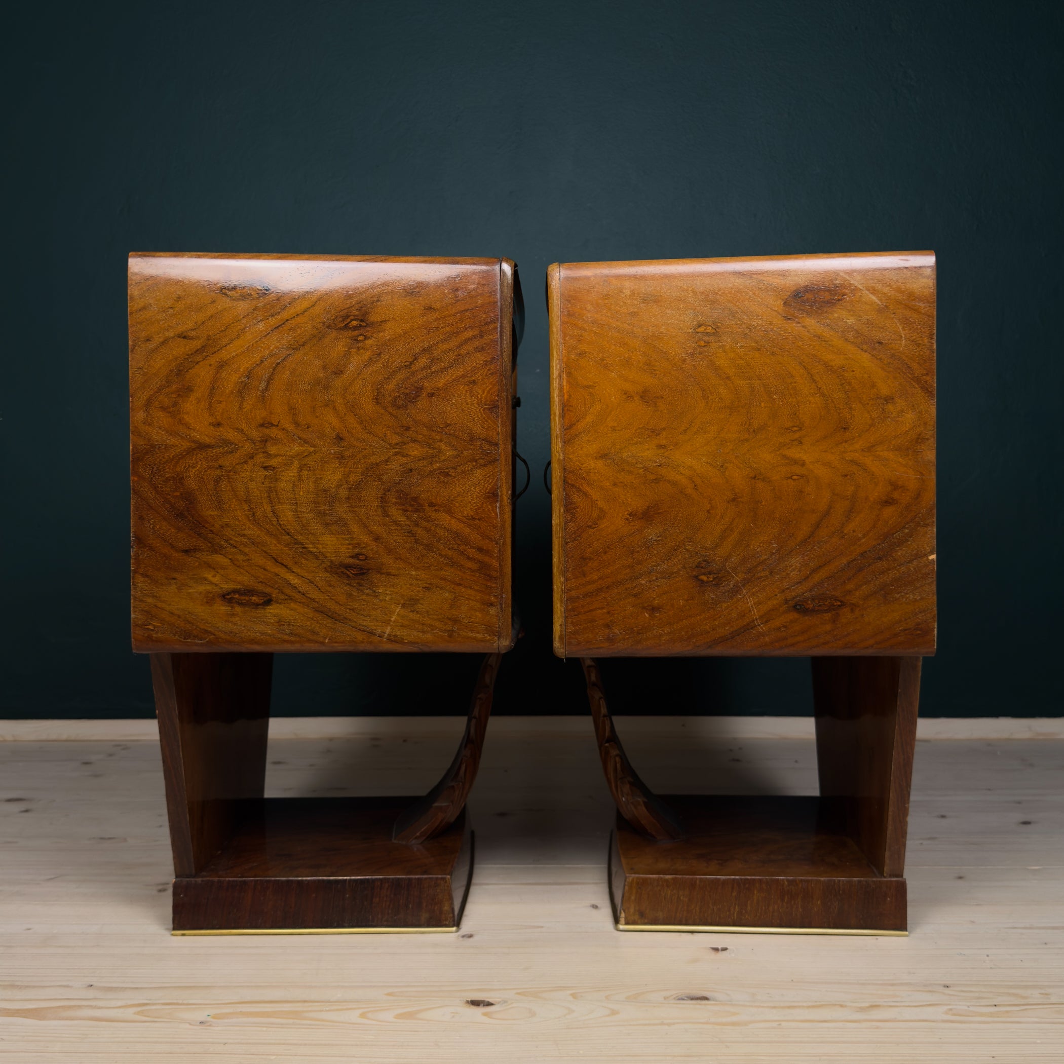 Vintage wood nightstands, Italy 1950s, Set of 2