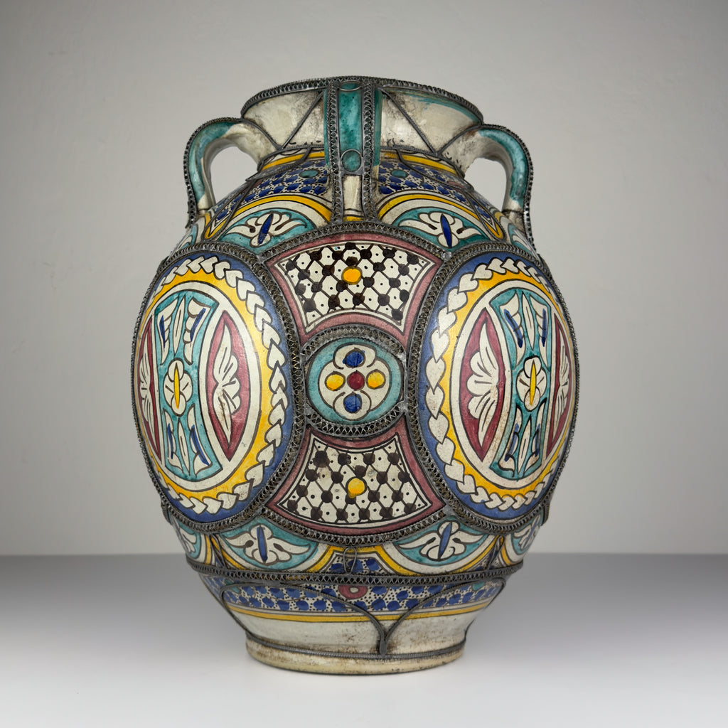 Vintage Moroccan Palatial Pottery Vase, Morocco 1930-50ss
