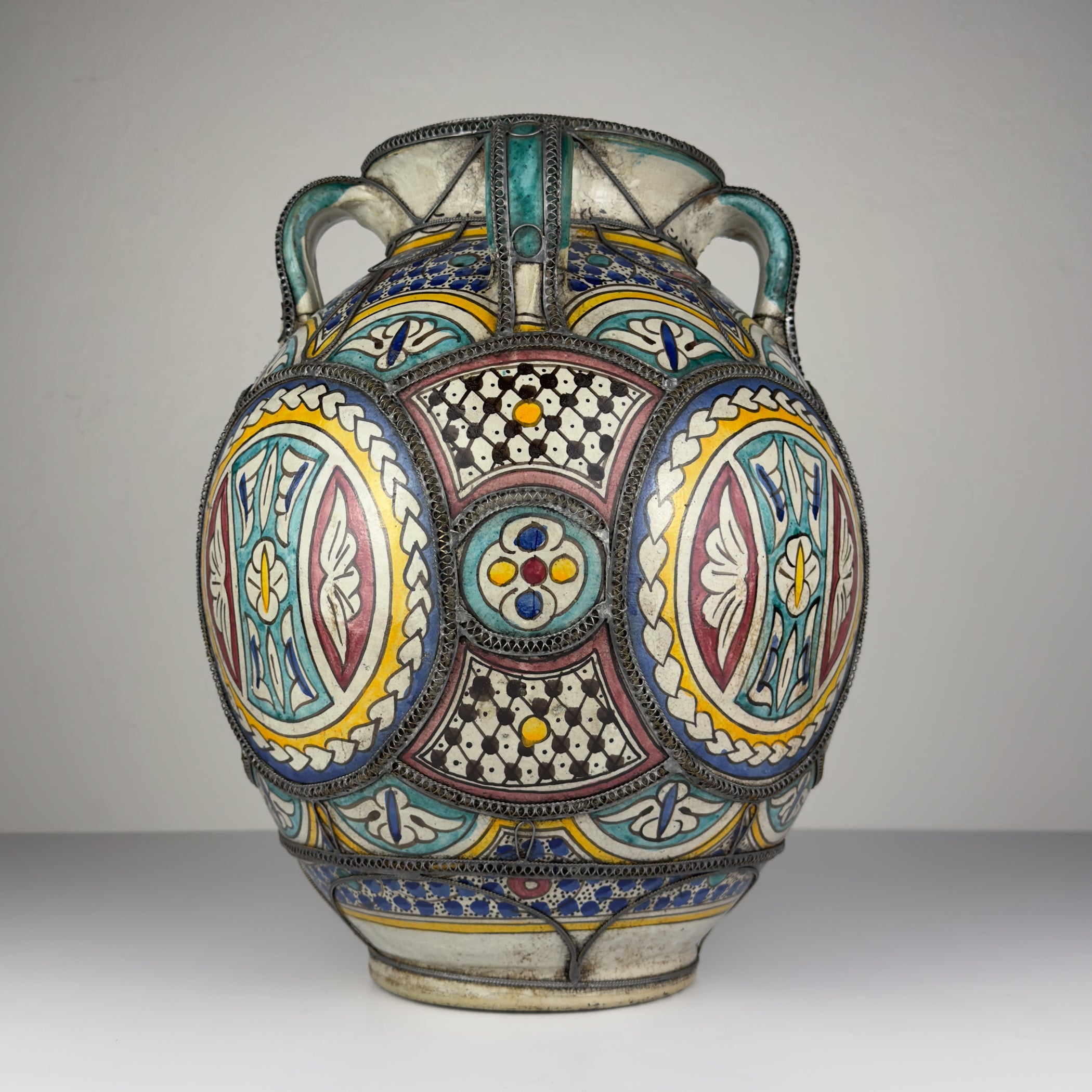 Vintage Moroccan Palatial Pottery Vase, Morocco 1930-50ss