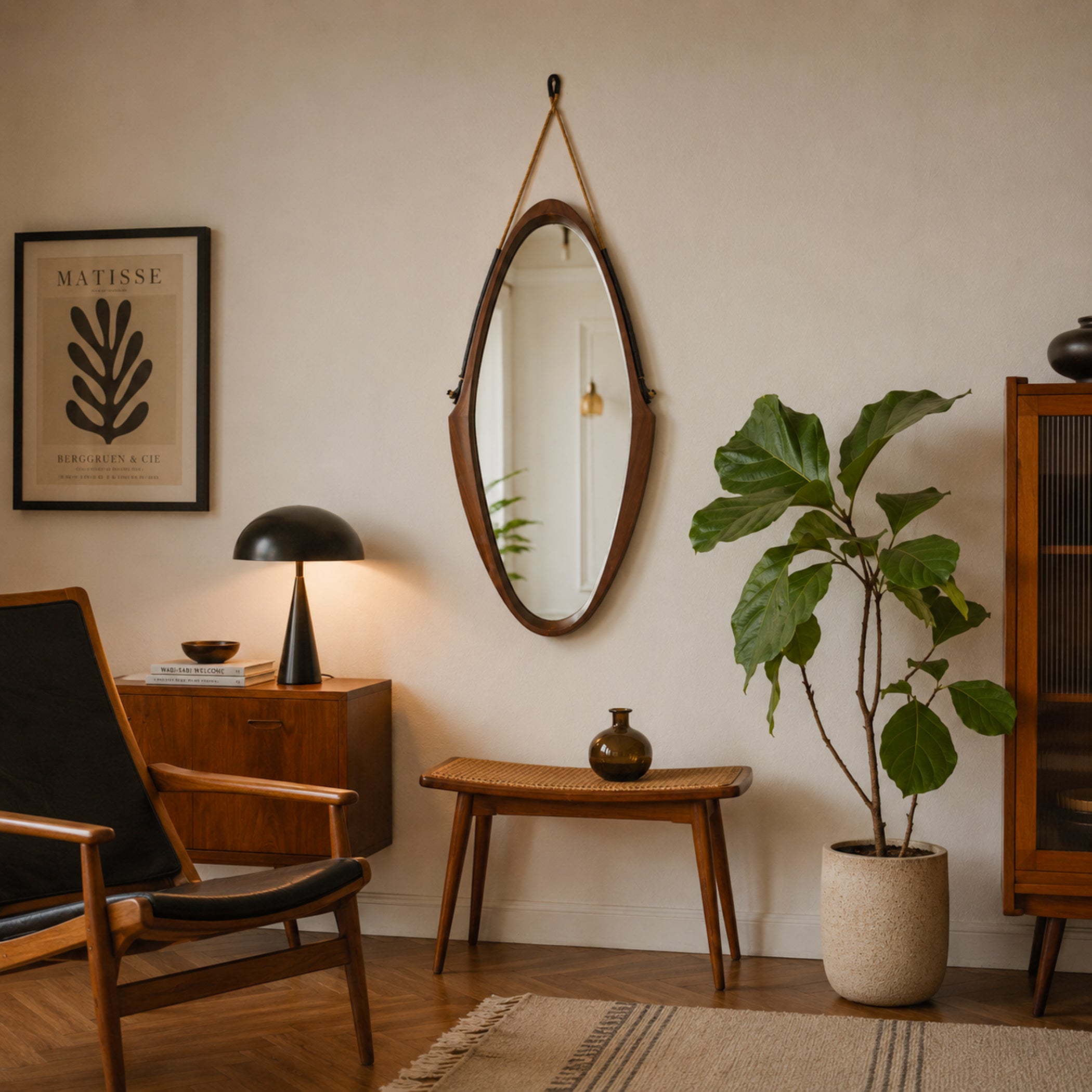 Mid-century Wall Mirror with Teak, Italy 1960s