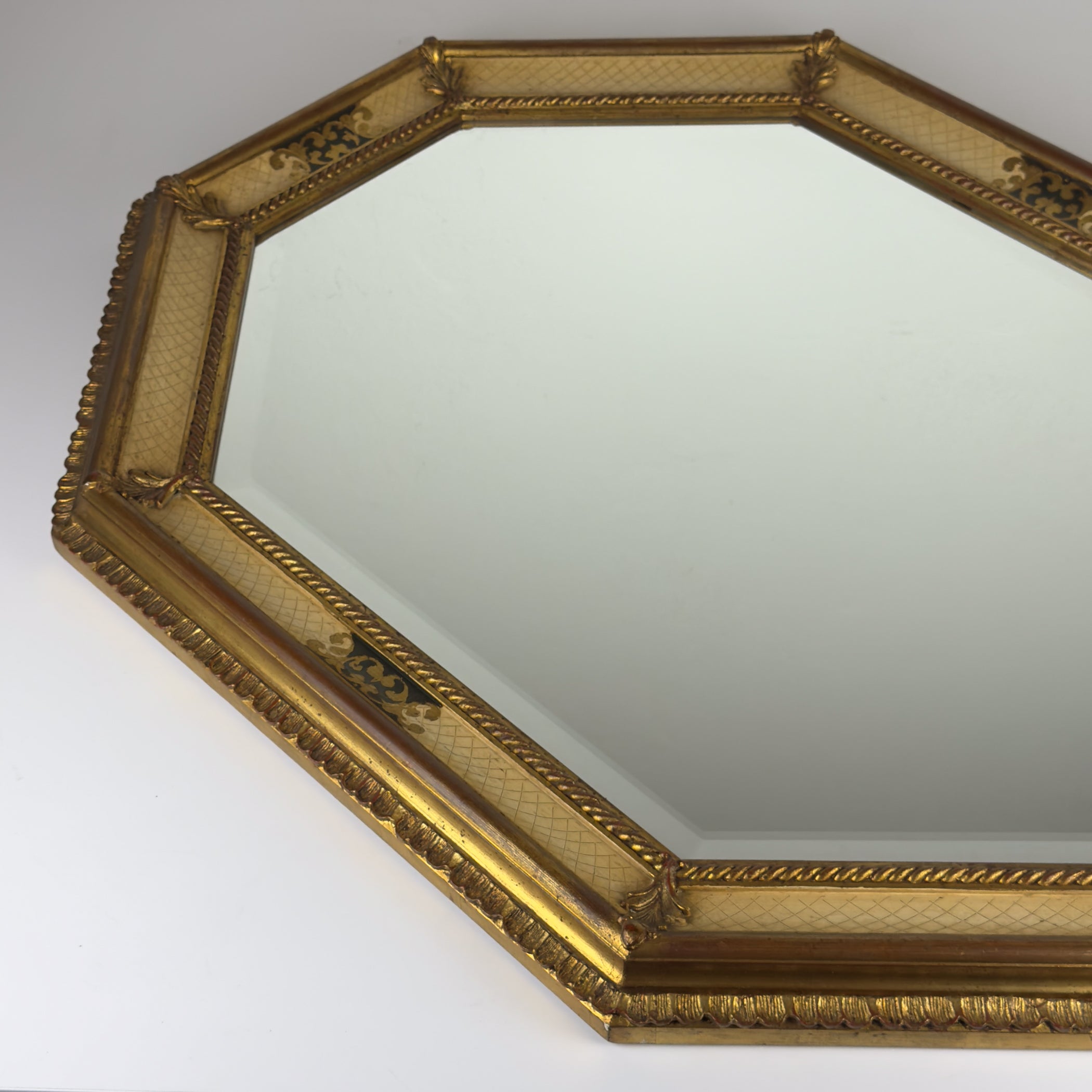Vintage Large Wooden Wall Mirror, Italy 1930s