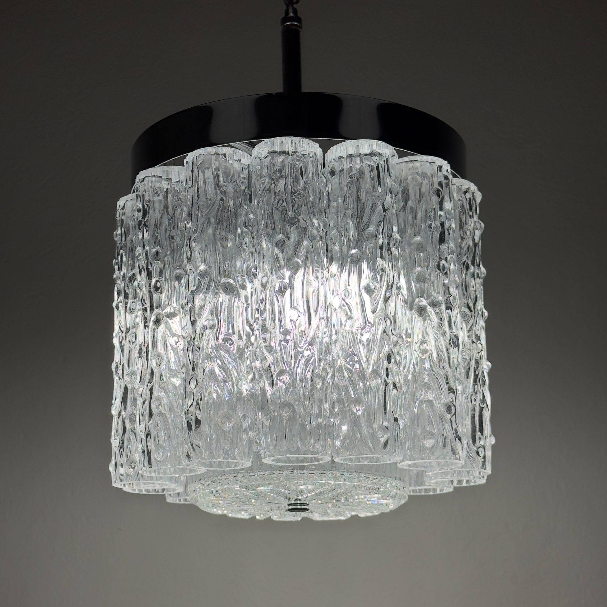 Vintage murano glass chandelier Tronchi by Toni Zuccheri for Venini, Italy 1960s