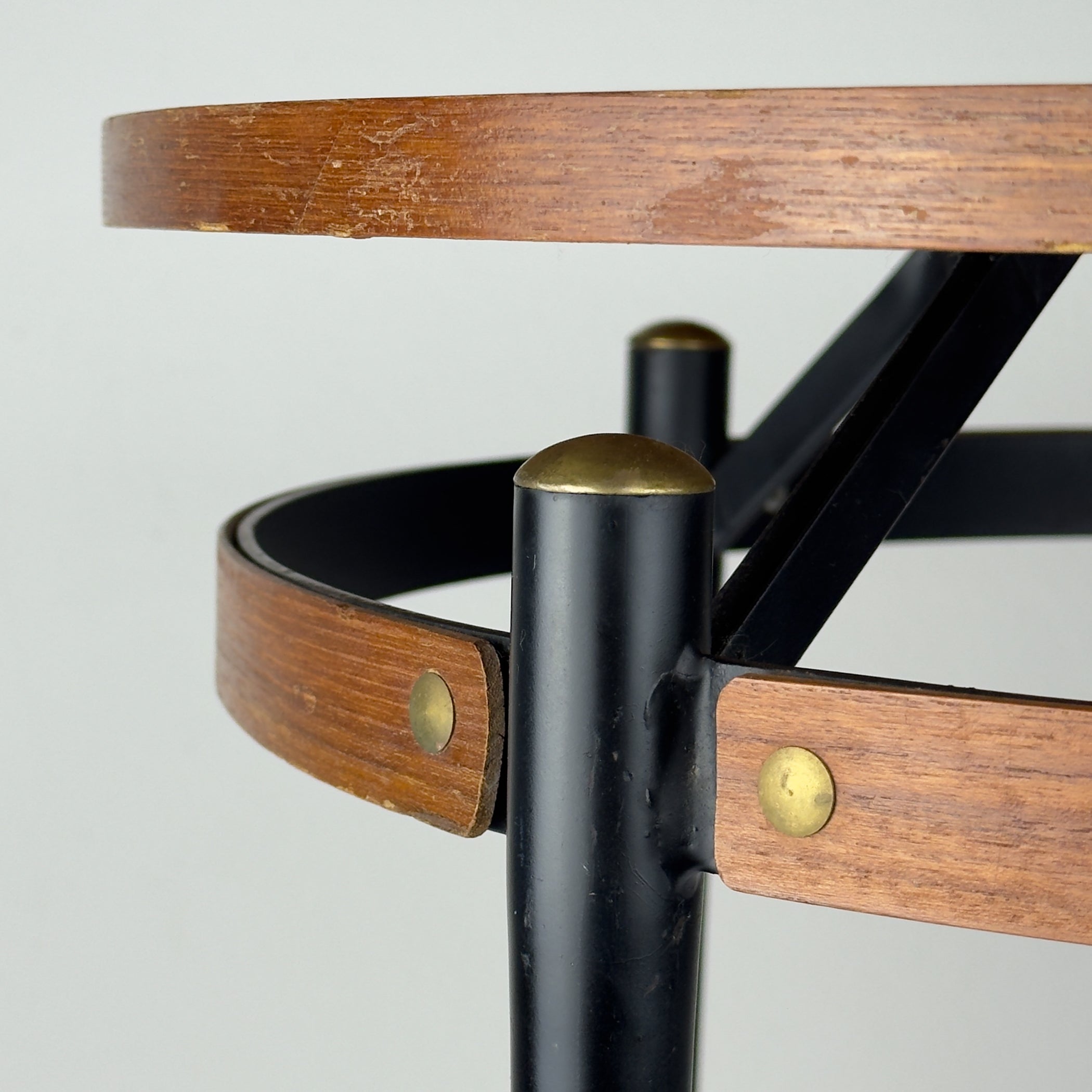 Vintage Italian Metal & Teak Wood Coffee Table by Silvio Cavatorta, 1950s