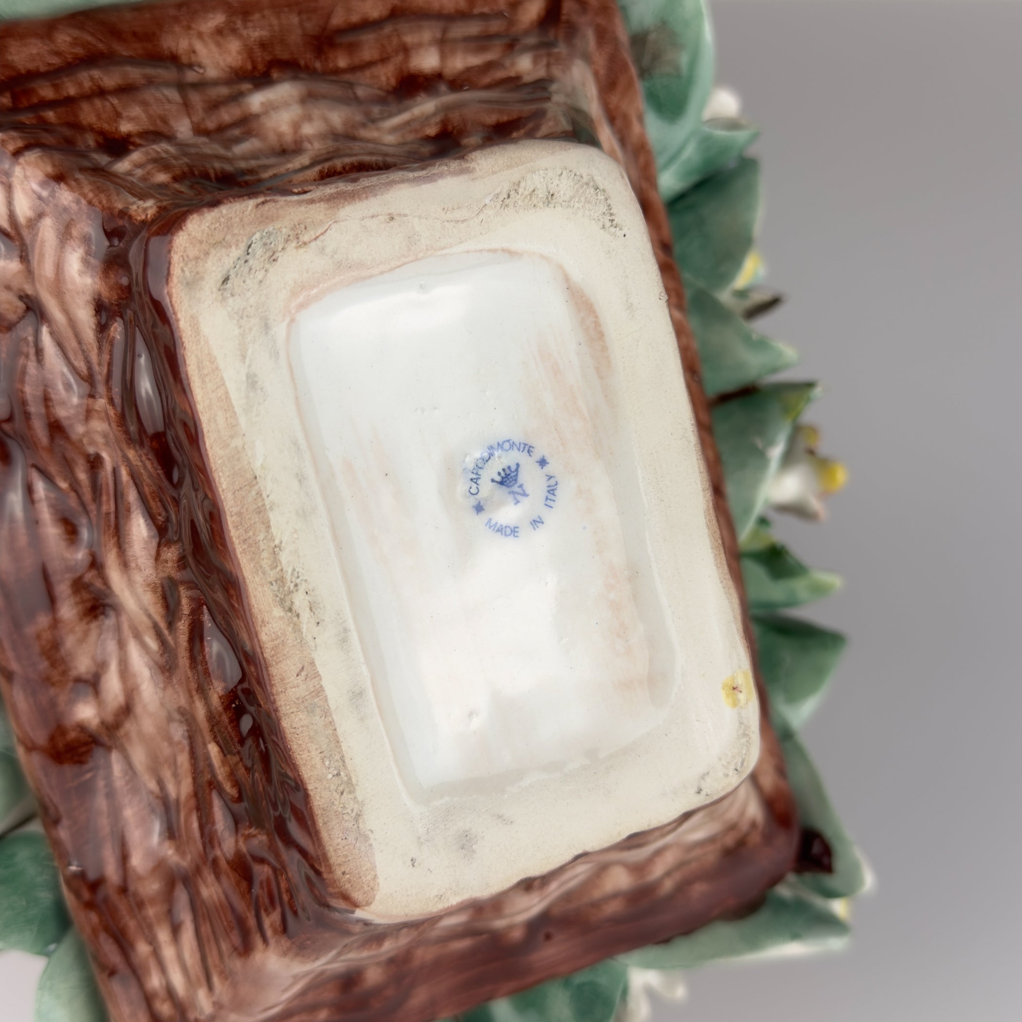 Vintage Capodimonte Ceramic Flower Basket, Italy 1960s