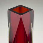 Sommerso red Murano glass vase, style Flavio Poli, Italy 1970s