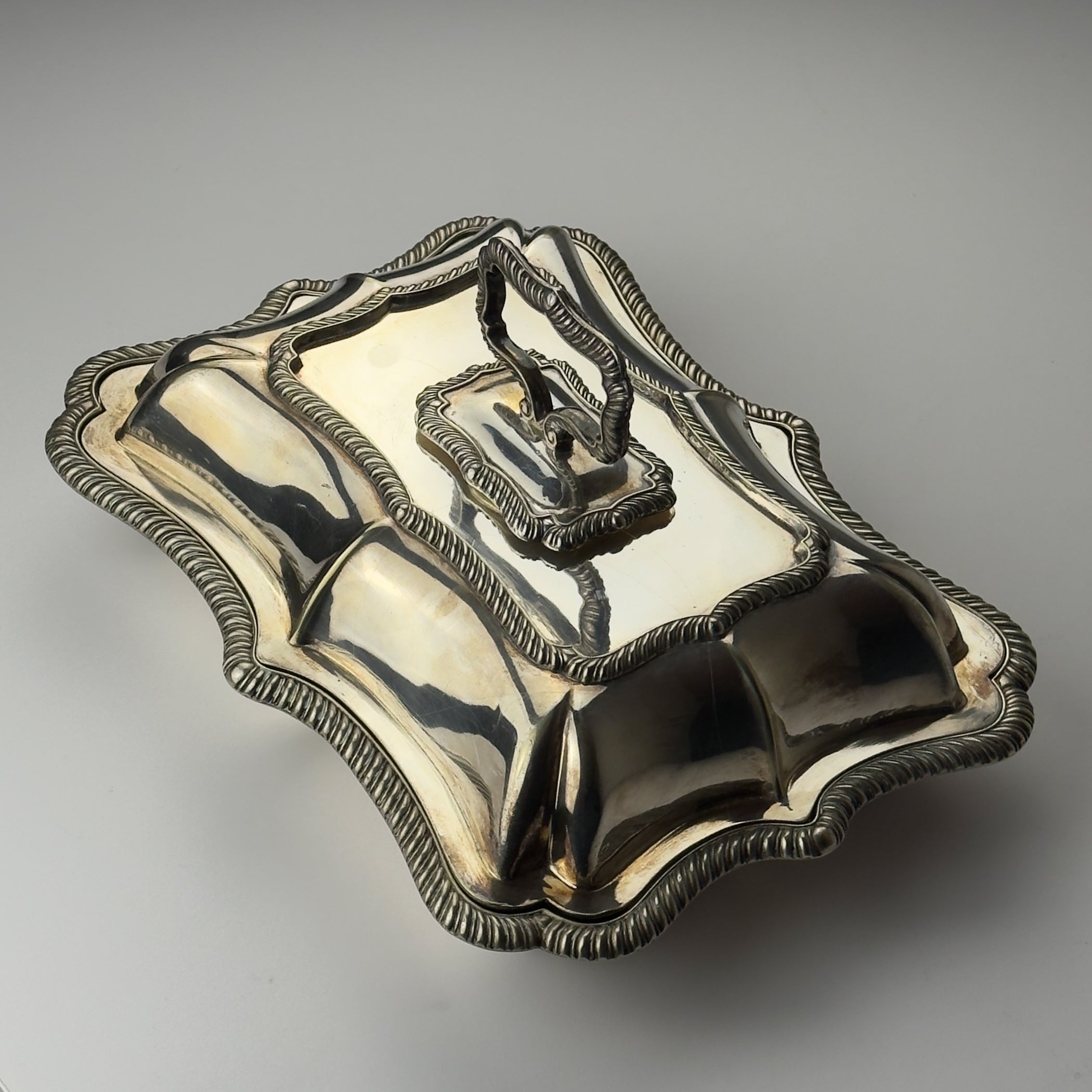 Antique Silver Plated Sheffield Serving Dish And Cover, England, early 20th century