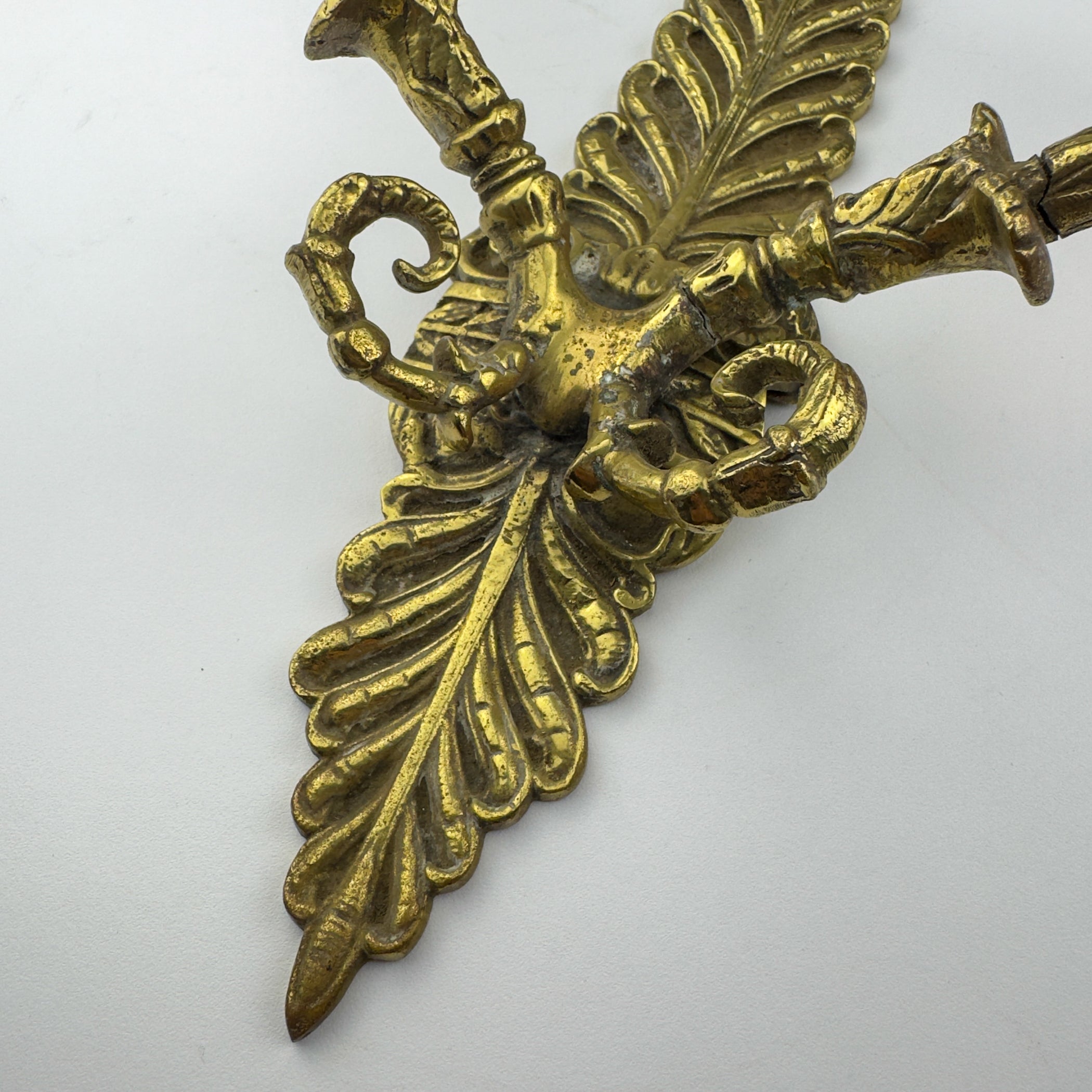 Antique Empire Bronze Wall Candle Sconce, Italy, Late 19th Century