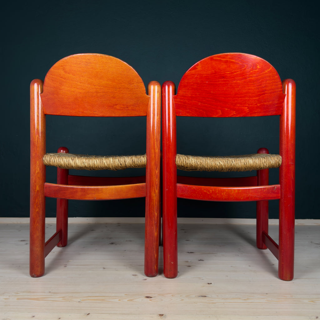 Set Of 2 Red Chairs mod. Padova By Hank Lowenstein, Italy 1970s