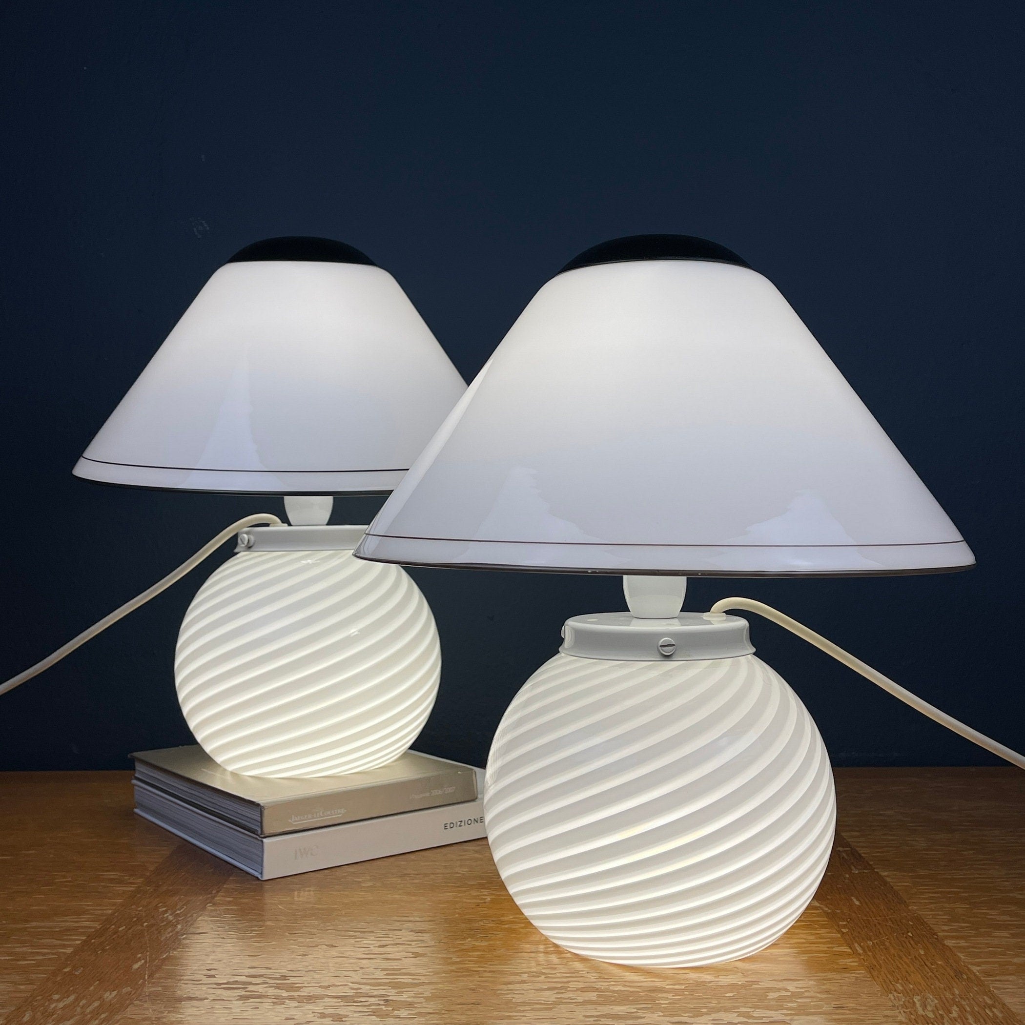 Murano Mushroom Table Lamps: Italian Modern Retro Decor, 1970s, Set of 2