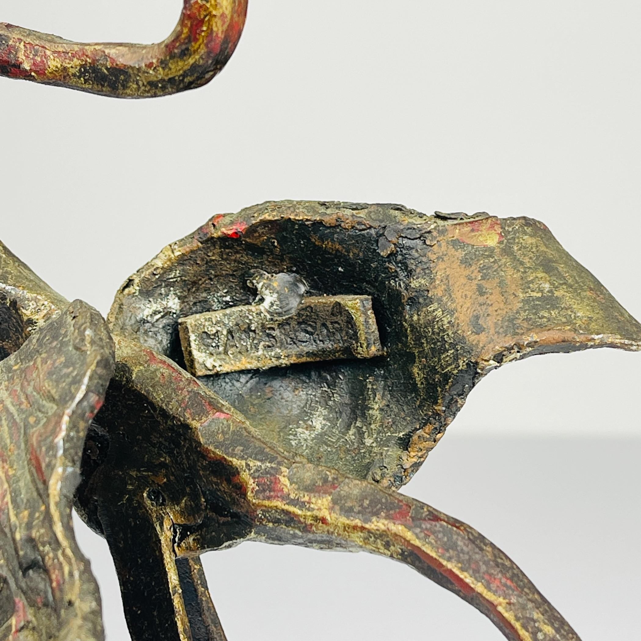 Vintage metal Brutalist sculpture Bird by Salvino Marsura, Italy 1950s, Mid-century Modern