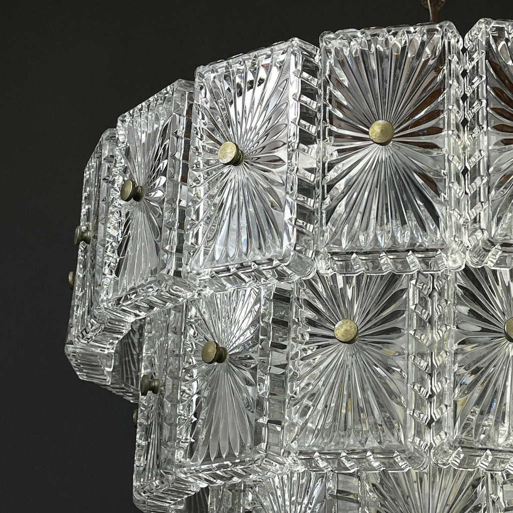 Vintage large crystal chandelier Italy 1960s