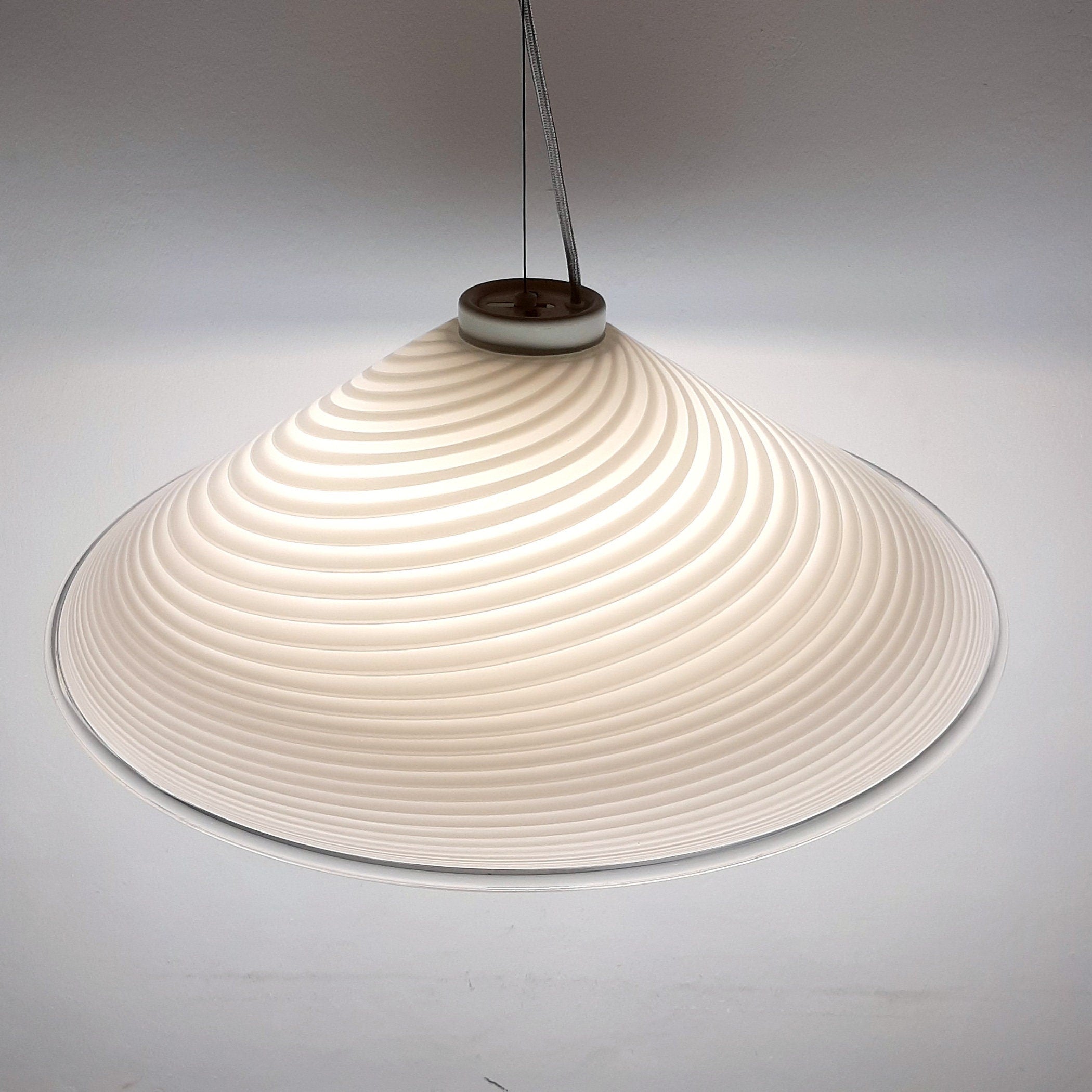 Retro swirl murano glass pendant lamp Italy 1970s Mid-century light