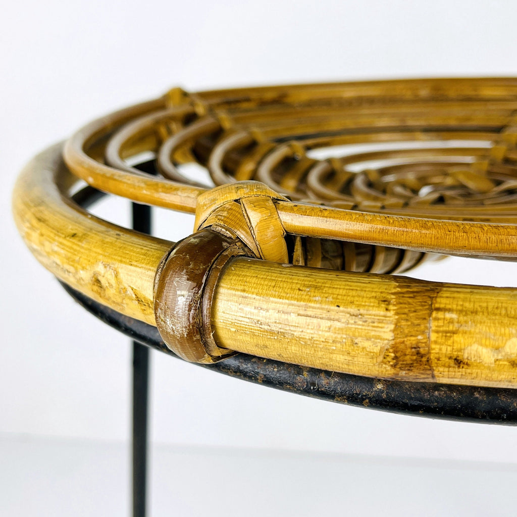 Vintage bamboo metal stool Italy 1950s MCM modern design