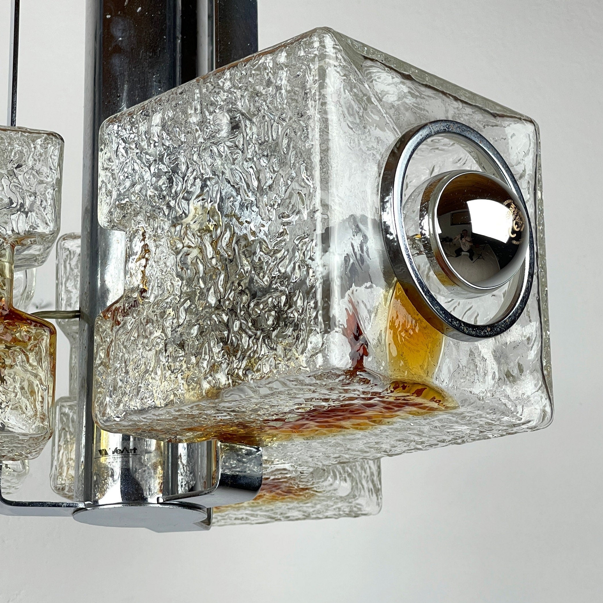 Toni Zuccheri Murano Glass Cube Chandelier for VeArt, 1970s