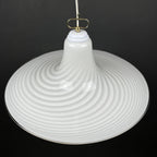 Vintage Murano Glass Pendant Lamp: Swirl White Mid-Century Lighting