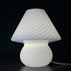 Original vintage swirl murano glass table lamp Mushroom, Italy 1970s, White