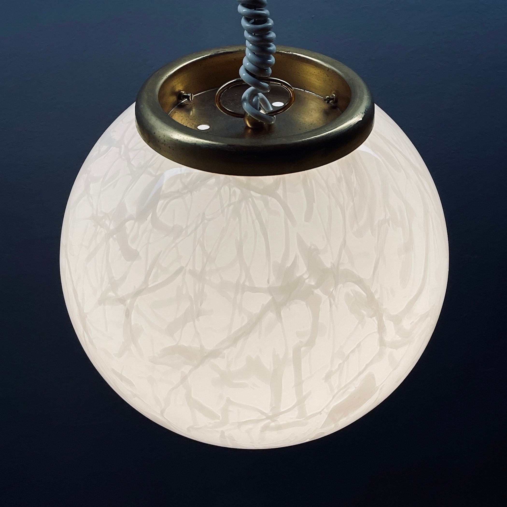 Classic white murano pendant lamp Italy 1970s Italian mid-century modern lighting