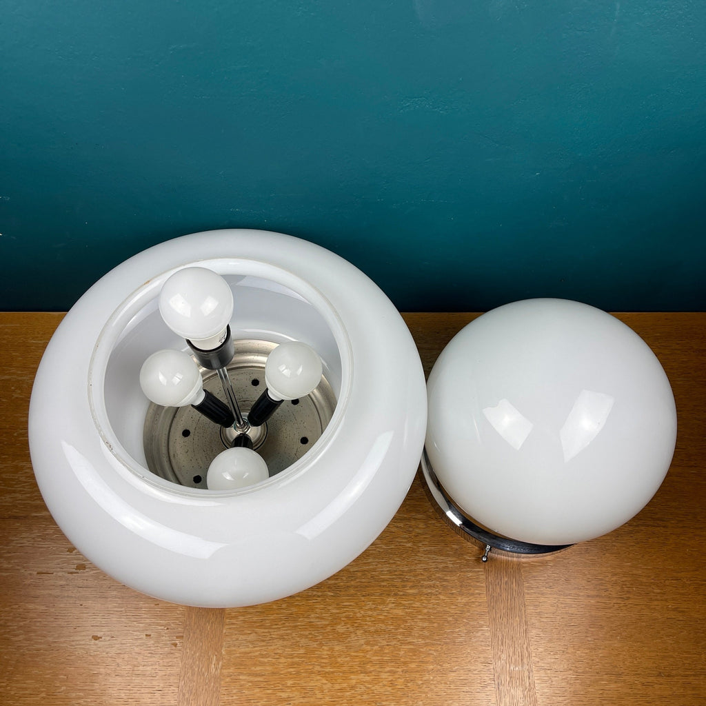 Vintage Opaline Glass UFO Lamp: Italian Mid-Century Modern Lighting