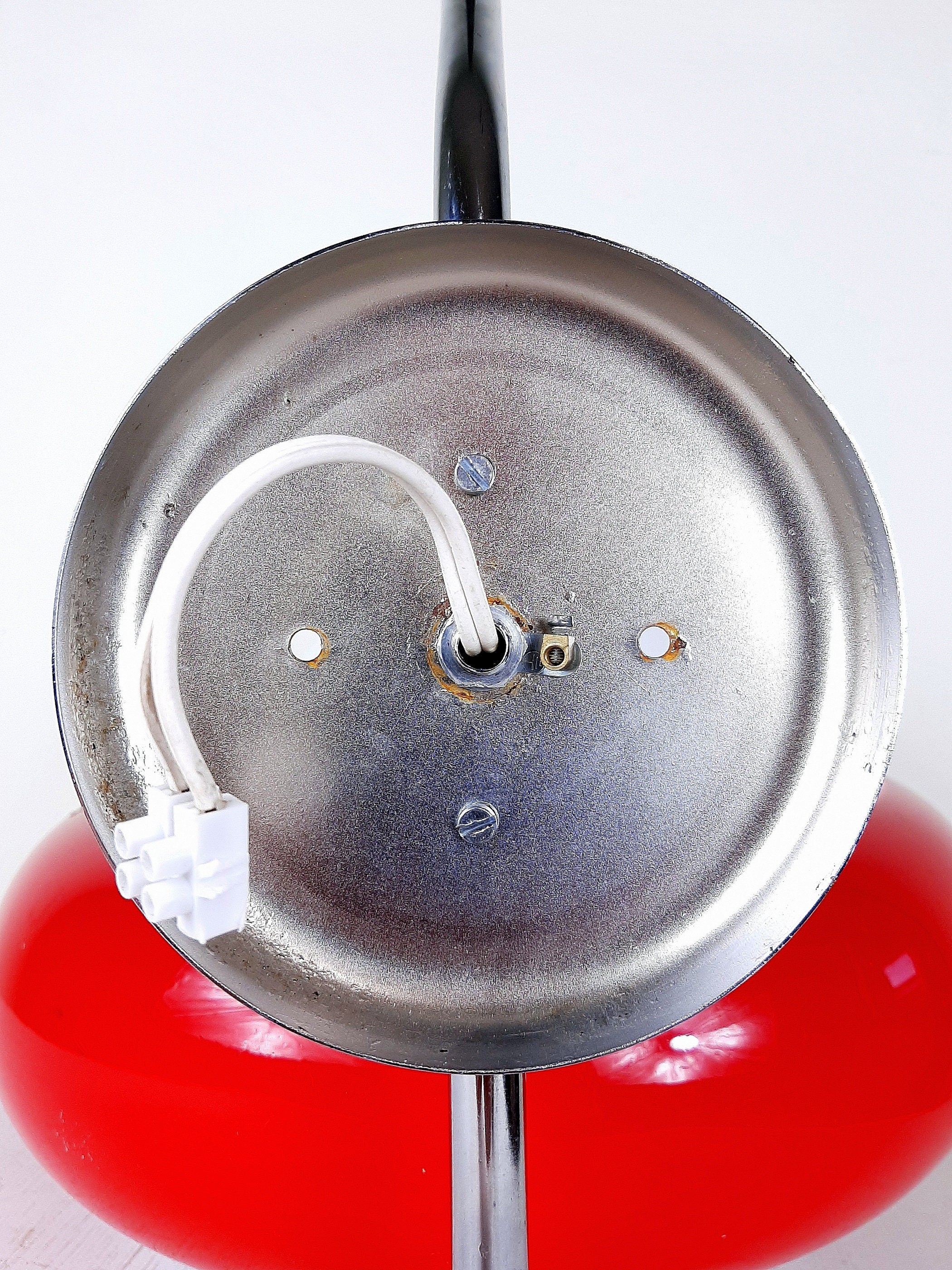 Meblo Guzzini Red Glass Wall Lamp: 1980s Space Age Sconce